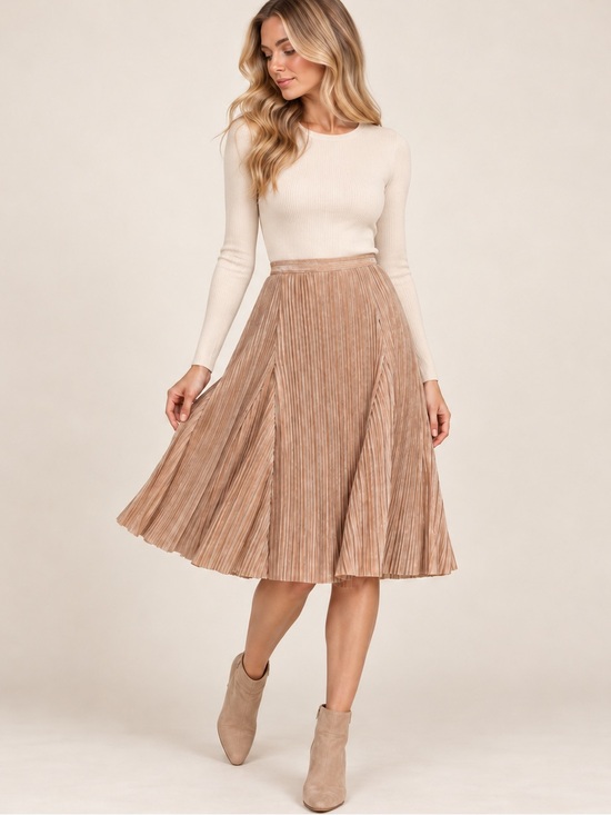 Maeve Dresses & Skirts - Anthropologie Maeve Ambra Rose Gold Metallic Pleated Midi Skirt Small